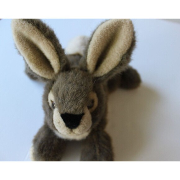 Aurora Plush Bunny Rabbit Stuffed Laying Down Big Ears Brown Realistic 10inch - Picture 3 of 9